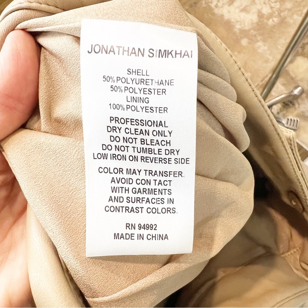 JONATHAN SIMKHAI TESSA TAN FAUX LEATHER PANTS WITH TIE BELT WOMENS SZ 2 - Picture 3 of 7